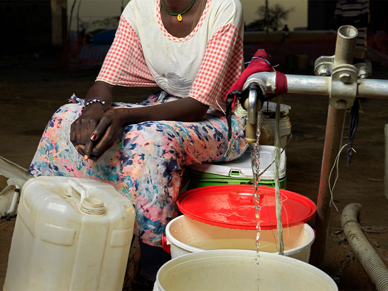 Water being collected in buckets