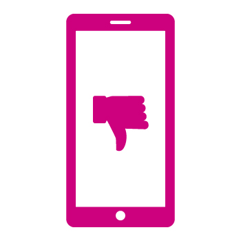 Image of a thumbs down on a mobile phone screen