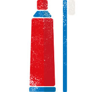 Toothpaste tube and Toothbrush icon, emergency
