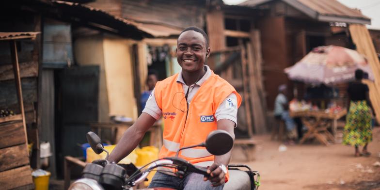 Eric promotes gender equality among his motorcycle taxi community in Uganda.
