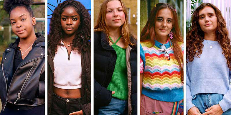 A montage of 5 girls who supported the Crime Not Compliment campaign