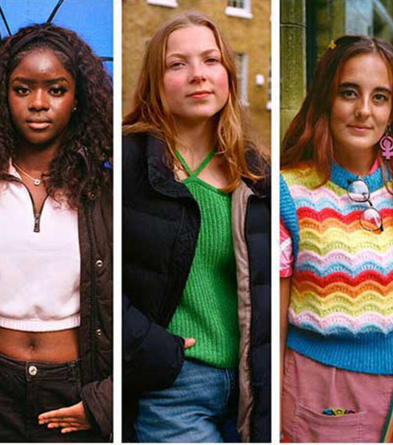 A montage of 5 girls who supported the Crime Not Compliment campaign