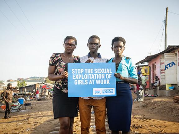 Left to right: youth advocates Fiona, Rowlings and Faridah in Uganda