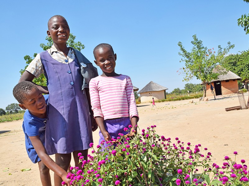Girls at a school supported by Plan International in Zimbabwe.