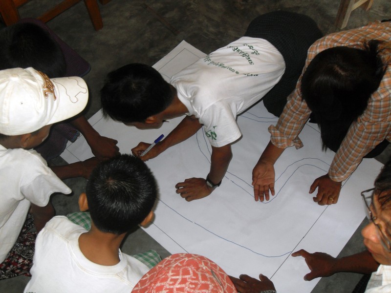 Children map out an evacuation plan