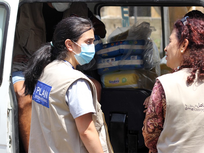 Plan International distributed supplies to children following the explosion in Beirut, Lebanon, 2020