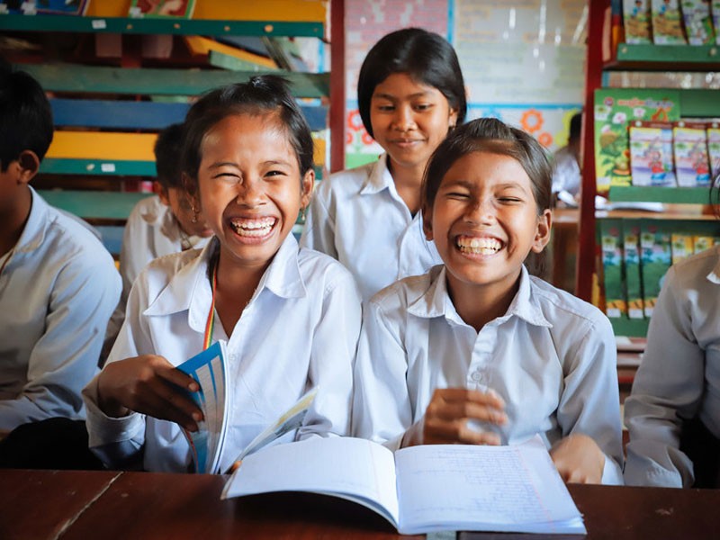 Girls laughing at primary school in Siem Reap, Cambodia