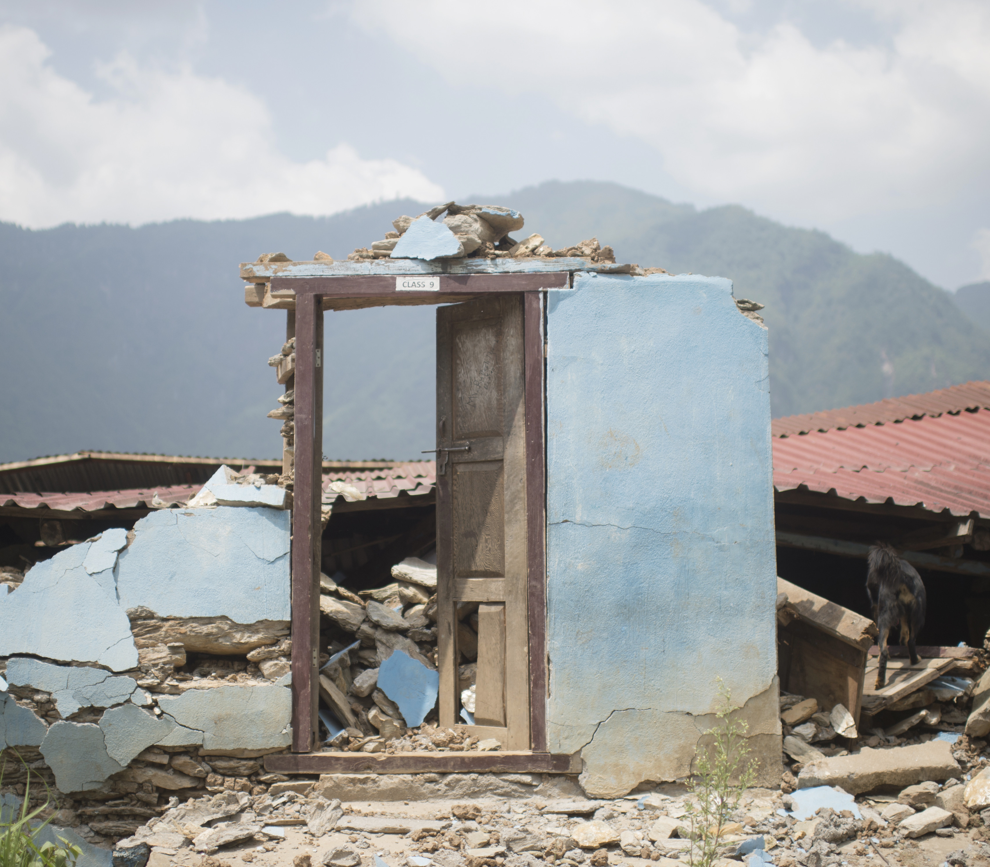 A school destroyed by the Nepal earthquakes 