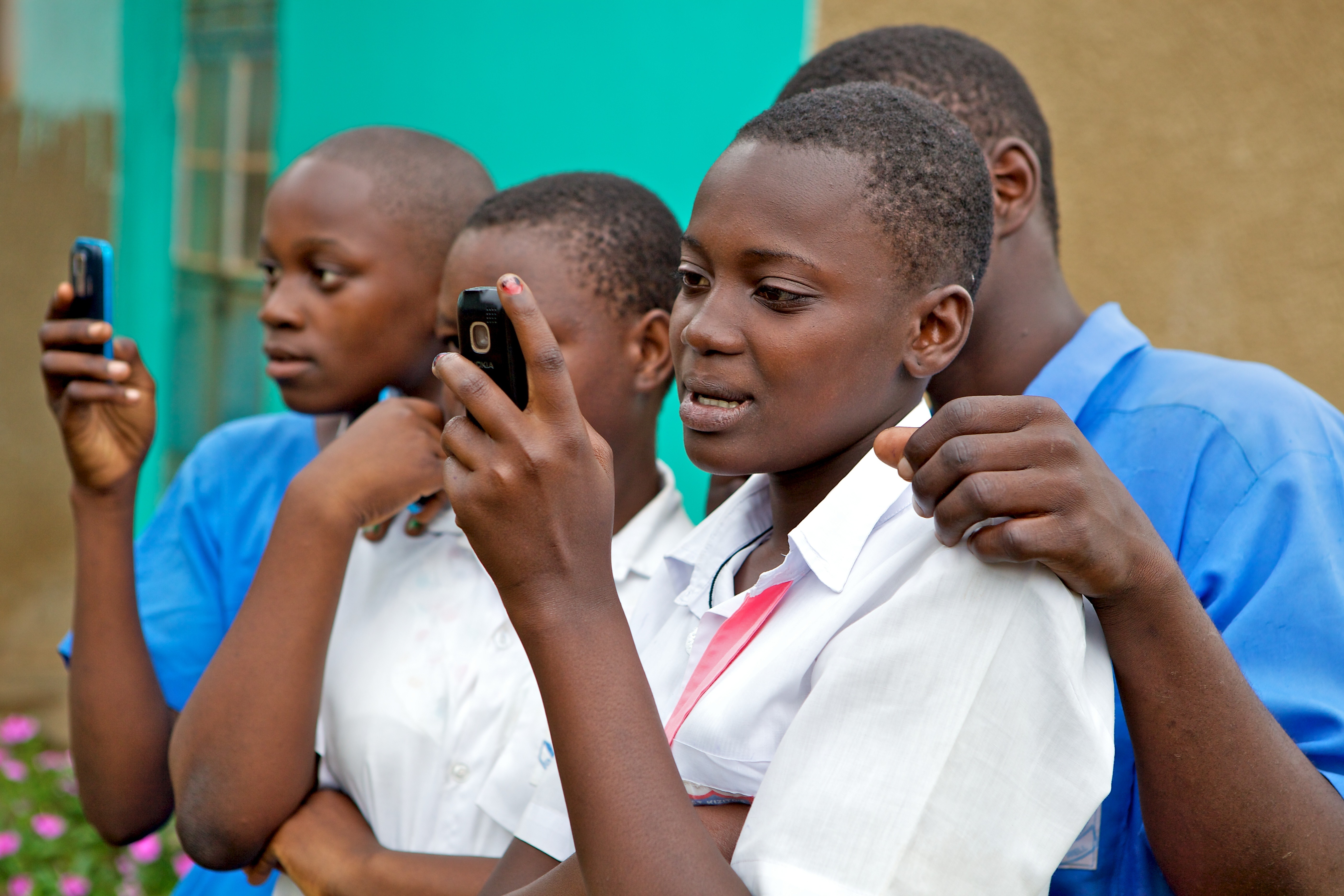 Children using mobile phones