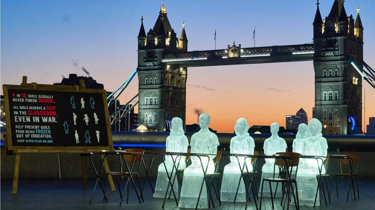 ice sculptures of imagined school setting