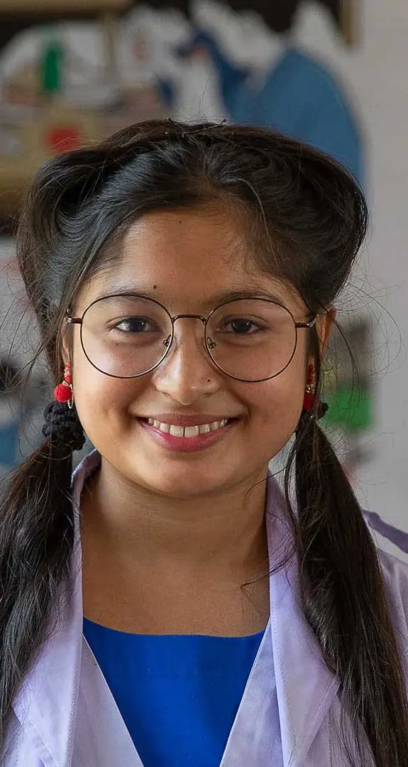 Akhimoni, 15, in her school adolescent corner in Bangladesh.