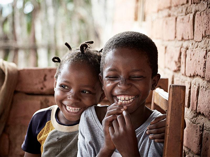 Girl and boy laughing