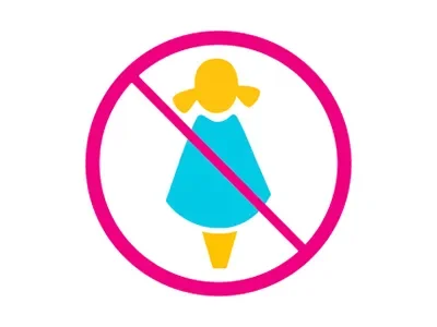 A girl with blocked sign