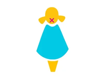 A girl with red cross on her mouth