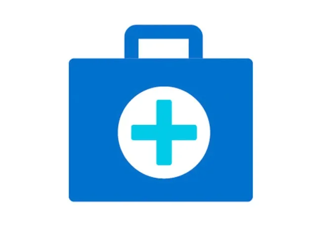 Illustration of blue bag with first aid symbol on it