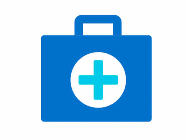 Illustration of blue bag with first aid symbol on it