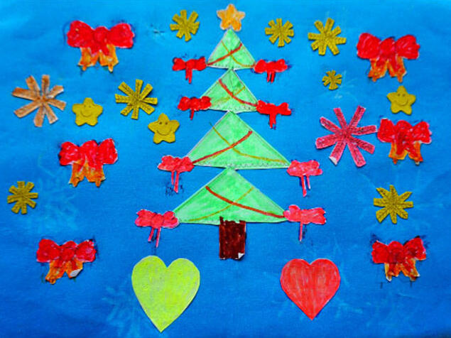 A sponsored child's drawing of a Christmas tree