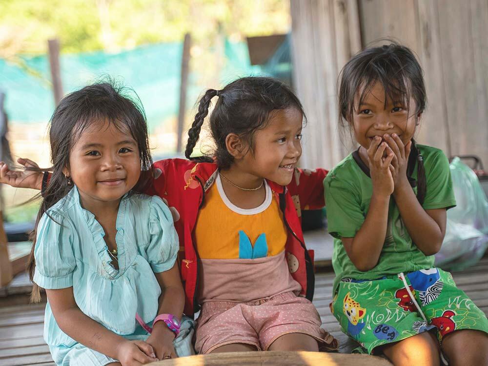 Sisters Bundorb, 4, Bunthorn, 6, and Pheap, 7 are sponsored children in Cambodia.