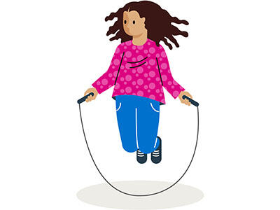 Illustration of child jumping over skipping rope