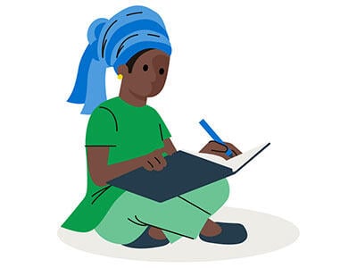 Illustration of person writing in a book