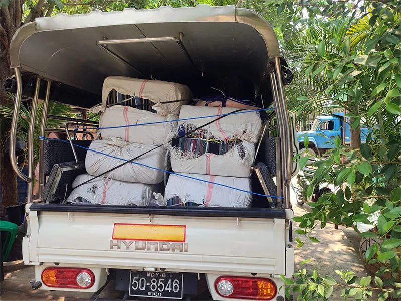 Parcels in the back of a truck