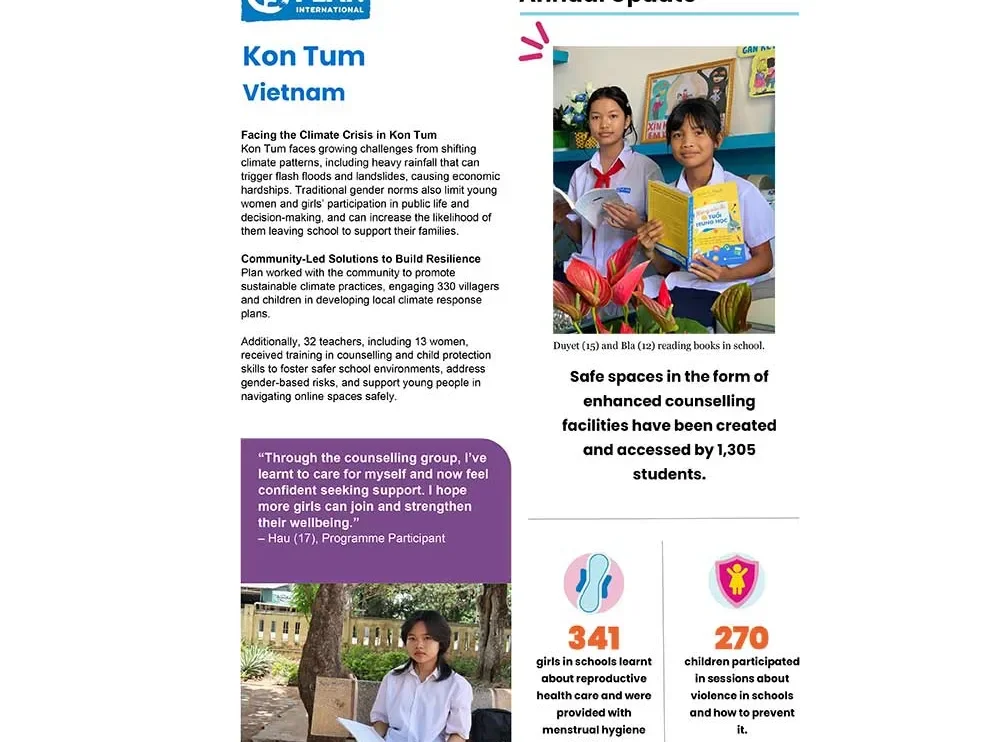 Page of annual update for a sponsored child based in Vietnam
