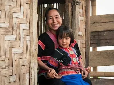 Mother with her daughter in Thailand. 