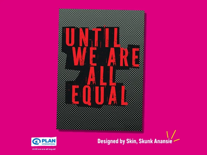 An image of one of the postcards for Fierce Voices. The postcard has been designed by Skin, Skun Anansie.