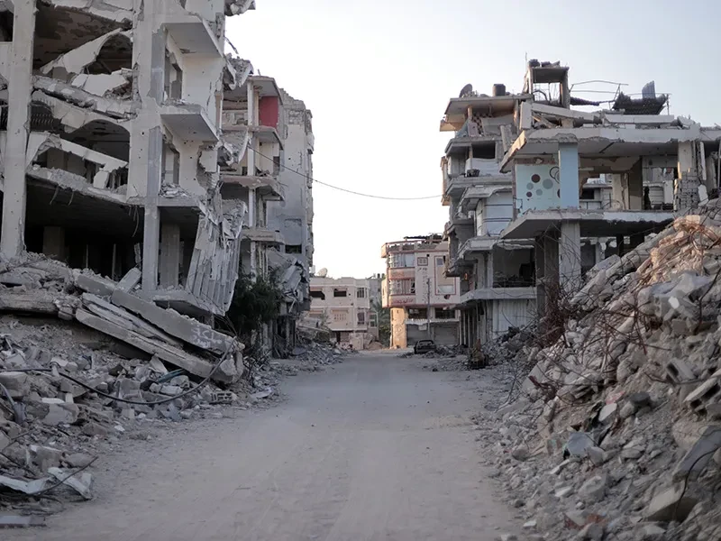 A neighbourhood in Gaza City shows the destruction of homes. 