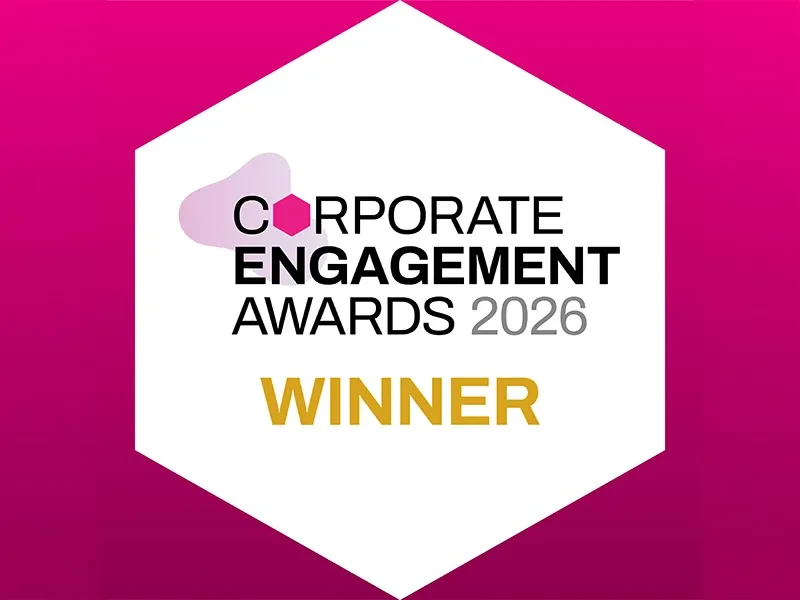 A logo for the Corporate Engagement Awards 2026, with a 'Winner' title underneath.