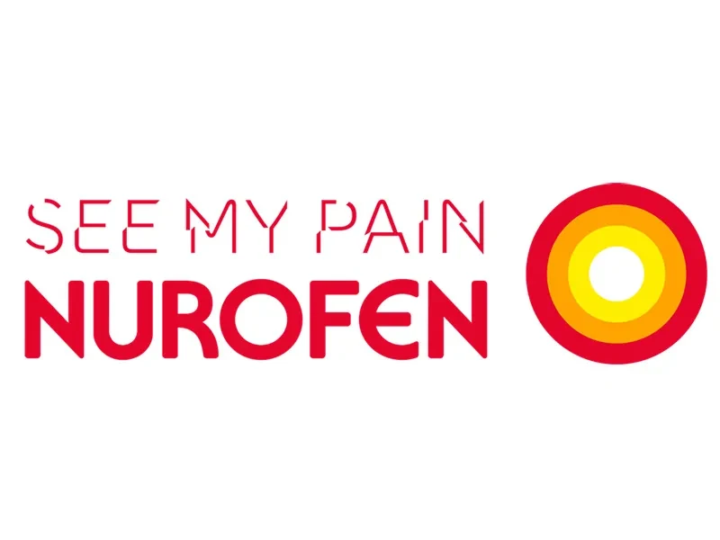 A logo for Nurofen, that says "See my pain - Nurofen."