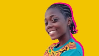 Dorcas on yellow background - International Day of the Girl 2022